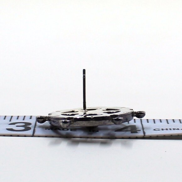 Unbranded Silver Tone Nautical Ship's Wheel Push Back Pierced Earrings - Picture 8 of 11